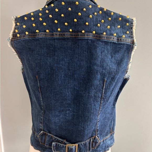 Gold Studded Denim Vest size Small - Picture 5 of 6